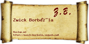 Zwick Borbála névjegykártya