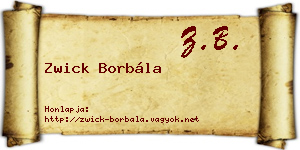 Zwick Borbála névjegykártya